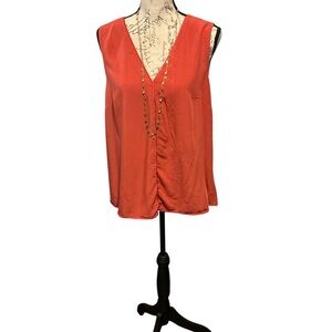 DR2 Coral Sleeveless Ruched Blouse Large